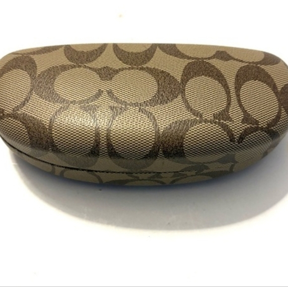 Coach Signature C Logo Hardshell Brown & Tan Clamshell Sunglass Eyeglass Case - Picture 3 of 5
